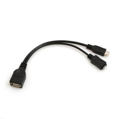 SYSTEM-S 3 in 1 OTG On The Go Host USB A (vrouwelijk) naar Micro USB (mannelijk/vrouwelijk) datakabel kabel 20 cm