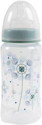 Biberon per neonati Poupy con collo largo decorato da 300 ml con tettarella in silicone e coperchio proteggi tettarella (Verde)