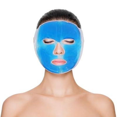 Masque Visage Gel Chaud ou Froid Réutilisable, Masque de Relaxation Thérapie par le Chaud ou le Froid, Poche Compresse Contre les Migraines, Effet Relaxant, Favorise la Circulation Sanguine, Sun & Sia