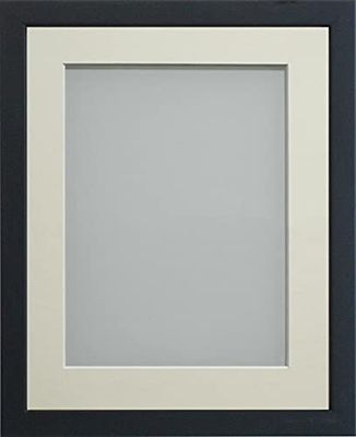 Frame Company Jellybean Range Black Wooden 8x8 inch Picture Photo Frame with Ivory Mount for Image 5x5 inch * Choice of Colours & Sizes* Fitted with Perspex