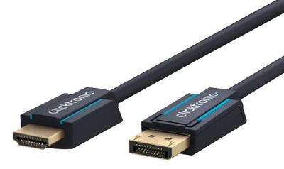 CLIKTRONIC Clicktronic Câble DisplayPort HDMI 4k 60 Hz unidirectionnel avec amplificateur de signal - Câble adaptateur DP 1.4 vers HDMI 2.0 - Câble moniteur Display Port vers HDMI 2m