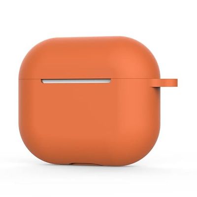 AirPods 3 skal silikon skyddsfodral och skal för AirPods 3 [synlig front LED] [trådlös laddning] kompatibel med AirPods 3 2021 (öron, utan karbinhake, orange)