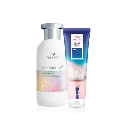 Wella Professionals, Pack, Color Fresh Mask Coloración Temporal Tono Azul (150ml) + Champú Color Motion Protector del color y brillo (250ml)