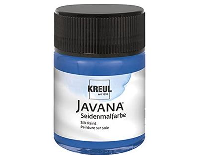 Kreul 8132 - Javana Peinture sur soie en pot de 50 ml, bleu royal, couleur hautement pigmentée et brillante à base d'eau, au caractère fluide et liquide, pénètre profondément dans les fibres