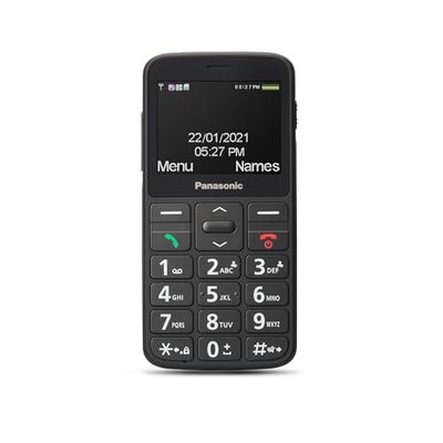 Panasonic Teléfono Móvil de Fácil Uso KX-TU160EXB- Botón SOS, Teclas Grandes retroiluminadas, Compatibilidad Audífonos, Larga Duración, Bluetooth (Negro)