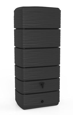 EDA - Récupérateur d'eau RÉCUP'O 300 L - Décor Vagues - Robinet + Bouchon de Vidange - 60 x 40 x H.137 cm - Gris Anthracite
