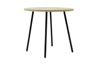 Mimbre Natural MESITA Proste drewno - okrągły stół z ciemnego drewna z metalowymi nogami w kolorze czarnym (45 * 45 * 50)