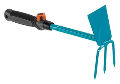 GARDENA Combisystem Azadilla azada doble de 3 púas para mullir o airear la tierra y quitar maleza, mango ergonómico, protección anticorrosión, ancho de trabajo 6,5.cm, Anchura de trabajo: 6,5 cm