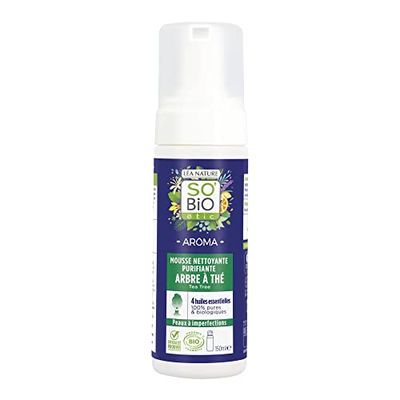 So'Bio étic - Mousse Nettoyante Purifiante Arbre à thé - Peau à imperfections - Flacon de 150 ml - Lot de 2