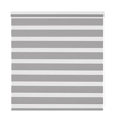Estoralis Vera Estore de rolo para noite e dia, design moderno, tecido duplo, cinzento, 170 x 255 cm (largura e altura), tamanho do tecido 167 x 250 cm, portas