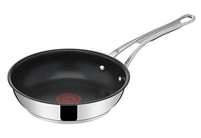 Tefal Jamie Oliver Cook's Classics E3060434 Poêle à frire en acier inoxydable, revêtement antiadhésif, indicateur de chaleur, 100% sûre, poignée en silicone rivetée, passe au four, poêle à induction