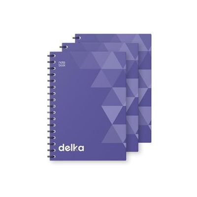 delka A5 spiraalgebonden notitieboeken, gelinieerde pagina's, duurzame spiraalbinding, hoogwaardig papier voor school, kantoor en notities maken, veelzijdig (paars, 3 stuks)