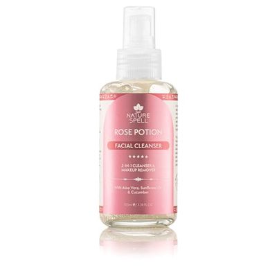 Nature Spell Gentle Foaming Cleanser, Repairing Skin Wash & Makeup Remover, Infused Rose Water, Aloe Vera & Cucumber, Vegan, 100ml