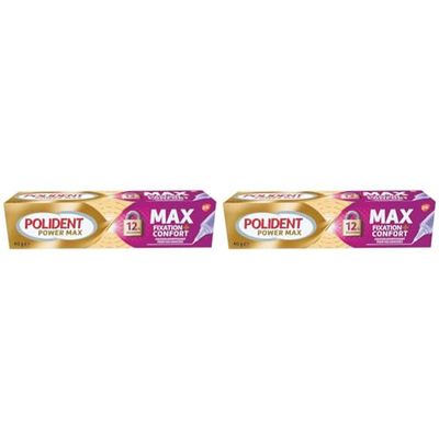 Polident Max fixation + Confort Crème fixatrice, Pour Prothèses Dentaires Partielles ou Complètes, sans goût et colorant artificiel, 40g (Lot de 2)