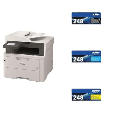 Brother MFCL3760CDW Multifunzione LED a Colori, 26 ppm Kit toner 4 colori TN248BK/C/M/Y fino a 1.000 pag. cad.