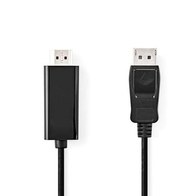 NEDIS DisplayPort-kabel | DisplayPort stekker | HDMI™ stekker | 4K @30Hz | vernikkeld | 1,00 m | rond | pvc | zwart | plastic zak