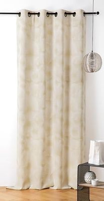 LINDER Gordijn met zonnemotief – stijl op zonne-energie – afwerking met oogjes – kleur: zandbeige – afmetingen 140 x 260 cm – 66% katoen 34% polyester – collectie Soleil