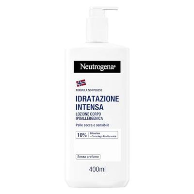 Neutrogena Formula Norvegese Deep Moisture Crema Corpo Fluida Ipoallergenica, Crema idratante corpo con Glicerina e senza profumo, Crema corpo idratante pelle secca e sensibile, 400 ml