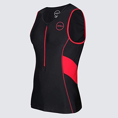 ZONE3 Activate pour Hommes Haut Tri Femme, Noir/Rouge, S