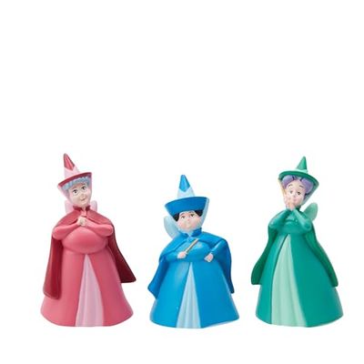 Enesco Disney Showcase sovande skönhet fé gudmor flora fauna och merryweather miniatyrstatyett set, 6 cm, flerfärgad