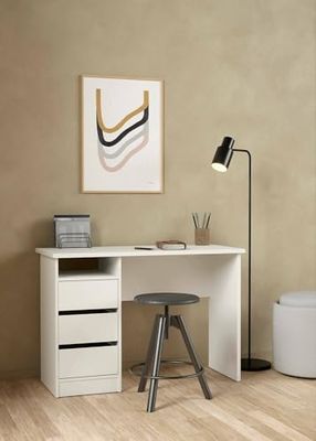 Dmora - Bureau Minette, Pupitre Polyvalent, Table de Bureau pour PC, Plan de Travail, 110x49 h76 cm, Blanc