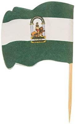 144 unité - Petits Drapeaux Andalucía 4X3/6,5 Cm Assorti Bois