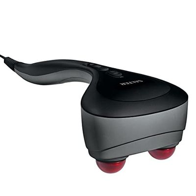 Salter PM10-EU Elektrisch rugmassageapparaat met warmte en diepe percussie, voor spierpijn, 2 snelheden, licht met ergonomische greep