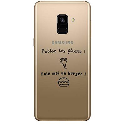 Zokko Beschermhoesje voor Galaxy A8 2018, motief: Oublie Les Fleurs – zacht, transparant, zwarte inkt
