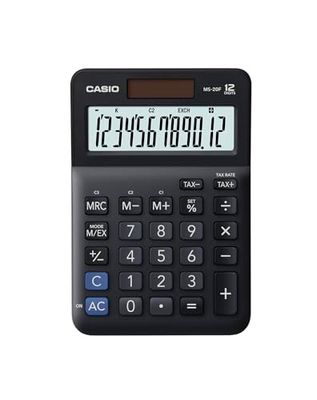 CASIO MS-20F Calcolatrice da tavolo - Display a 12 cifre, Calcolo imposte e doppia alimentazione
