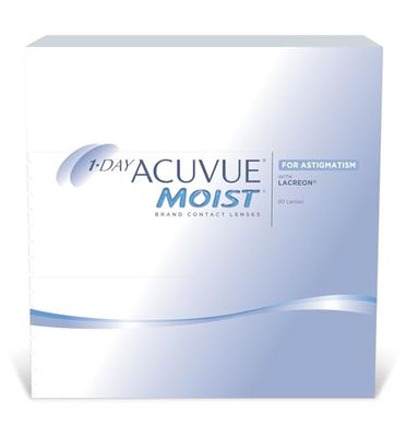 ACUVUE 1-DAY Acuvue MOIST for ASTIGMATISM - Lenti a contatto giornaliere; protezione UV;-0.75 diottrie; Cilindro -1.75 ; Asse 110 ; BC 8.5; DIA 14.50; 90 lenti