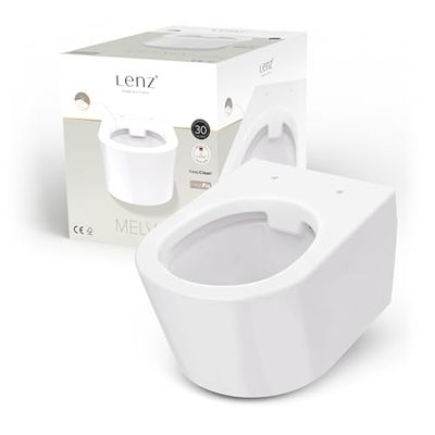 Lenz WC da parete MELVA senza bordi – Igienico, inodore e facile da pulire – Superficie KeepClean super liscia – Facile da montare con Help Fix – Lavastoviglie, bianco, 41030161