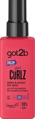 Got2b - Got Curlz - Spray Boucles - Definit & Protege - Protection anti-frisottis jusqu’à 24 h - Formule Vegane - 98% d'ingrédients d'origines naturelles - 150 ml