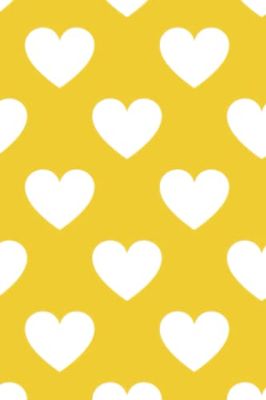 Small Dot Grid Notebook Journal, Pocket-Sized 4 x 6 inches, 100 pages, 5mm Grid Dot Spacing, Big Heart Hearts Cute Yellow Notebook MATTE Cover