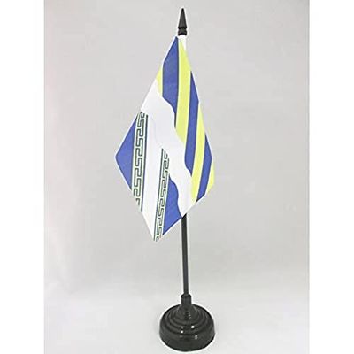 AZ FLAG - Drapeau De Table Aisne - 15x10 cm - Mini Drapeau Du Département De L'Aisne De Bureau 100% Polyester Avec Hampe De 25cm Et Socle En Plastique Noir