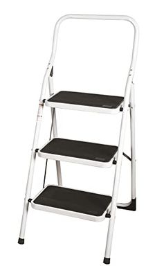 VERDELOOK Taburete metálico 123x48x7 cm, 3 peldaños, escalera de uso doméstico