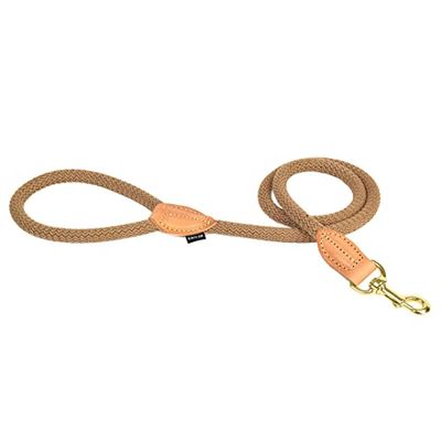 duvoplus, Laisse en Nylon Solide et Souple avec sa Finition en Cuir Gamme EXPLOR Forest, Taille 115cm/14mm Taupe, pour Chien, Idéal pour des promenades et expéditions aventureuses