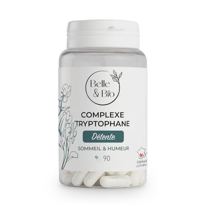 ACTION DETENTE, SOMMEIL & EQUILIBRE EMOTIONNEL - Complexe Tryptophane - 90 gélules - Cure 45 jours - Complément Alimentaire BELLE&BIO - Fabriqué en France