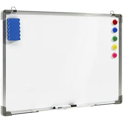 BAKAJI Bacheca Pannello Lavagna Magnetica Cancellabile Forma Rettangolare con Cornice in Alluminio e Magneti Decorazione Casa Arredamento Design Moderno da Parete Vintage (70x50x1.8)