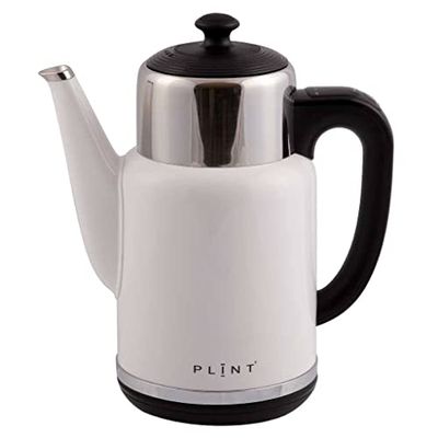 PLINT Witte waterkoker, inhoud van 1,7 liter, dubbelwandige warmwaterketel voor thee en koffie, snelkookpunt, 1500 W, draadloze waterkoker, BPA-vrij, bescherming tegen uitdroging, antislip waterkoker met 360°-voet