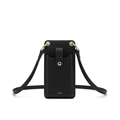 JW PEI Aylin Canvas & Quinn Vegan Leather Cell Phone Crossbody Bag, Black-q, Quinn-VeganLeather
