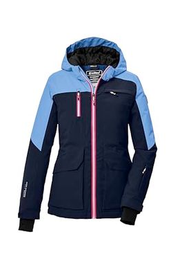 killtec Bambine e ragazze Giacca da sci/giacca funzionale con cappuccio e paraneve KSW 340 GRLS SKI JCKT, dunkelnavy, 140, 42084-000