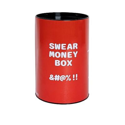 Fisura - Original money box. Large steel money box for adults. Tin money box for gift. Measures: 13 centimetres x 20 centimetres. (XXL swearwords, red)