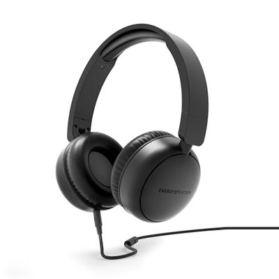 Energy Sistem Soundspire - Headphones (100% Recycled Plastic, Removable Cable, Microphone, Voice Assistant) - Black