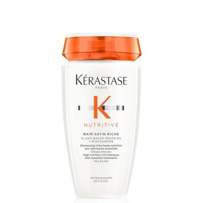 Kérastase Nutritive, Champú hidratante , Para Cabello muy seco, Fortalece y repara, Con proteínas vegetales, Bain Satin Riche, 250 ml