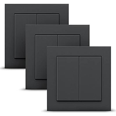GIRA + Senic Friends of Hue Smart Switch | Compatibile con Philips Hue (senza batteria, nessuna ricarica) | Dimmer wireless Homekit | Made in Germany | 3x Interruttori Anthracite