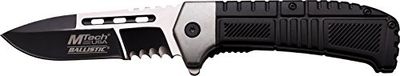 MTech USA Scyzoryk z serii MT-A897, nóż DESIGNER CZARNY II aluminiowy uchwyt, ostry nóż myśliwski, nóż outdoorowy 8,89 cm, nierdzewne ostrze częściowo ząbkowane, składany nóż do wędkowania/polowania