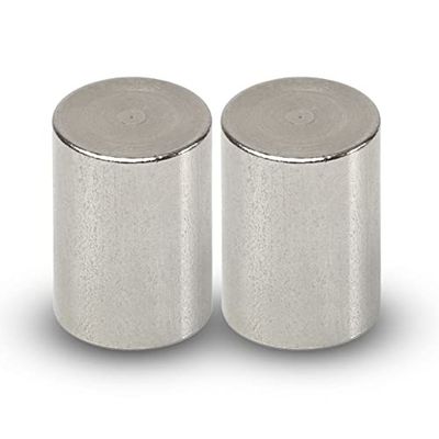 MAUL Aimant Néodyme, Lot de 2 Aimants Ronds Particulièrement Puissants à Usage Multiple, Aimants au design Moderne et Élégant, 25 x 35 mm, Charge Jusqu'à 19 kg, Argent