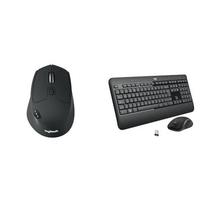 Logitech M720 Triathlon Multi-Device Wireless Mouse, Bluetooth, USB Unifying Receiver, 1000 DPI & MK540 Advanced Wireless Keyboard and Mouse Combo for Windows, 2.4 GHz Unifying USB-Receiver
