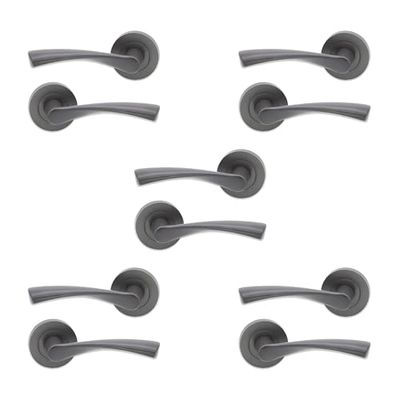 Set di 5 maniglie interne a molle intrecciate resistenti su rose in metallo grigio fucile - Infinity Decor