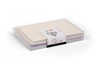 Clairefontaine 20919C - Box of 20 Envelopes + 20 Birth Cards - Envelopes Format C6 (11.4x16.2cm) - Cards Format 11x15.5cm - Pollen Correspondence - Birth Theme - 4 Colors